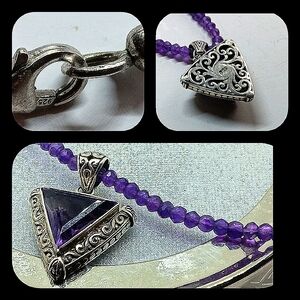 Amethyst Pendant .925 SS on Amethyst Faceted Necklace